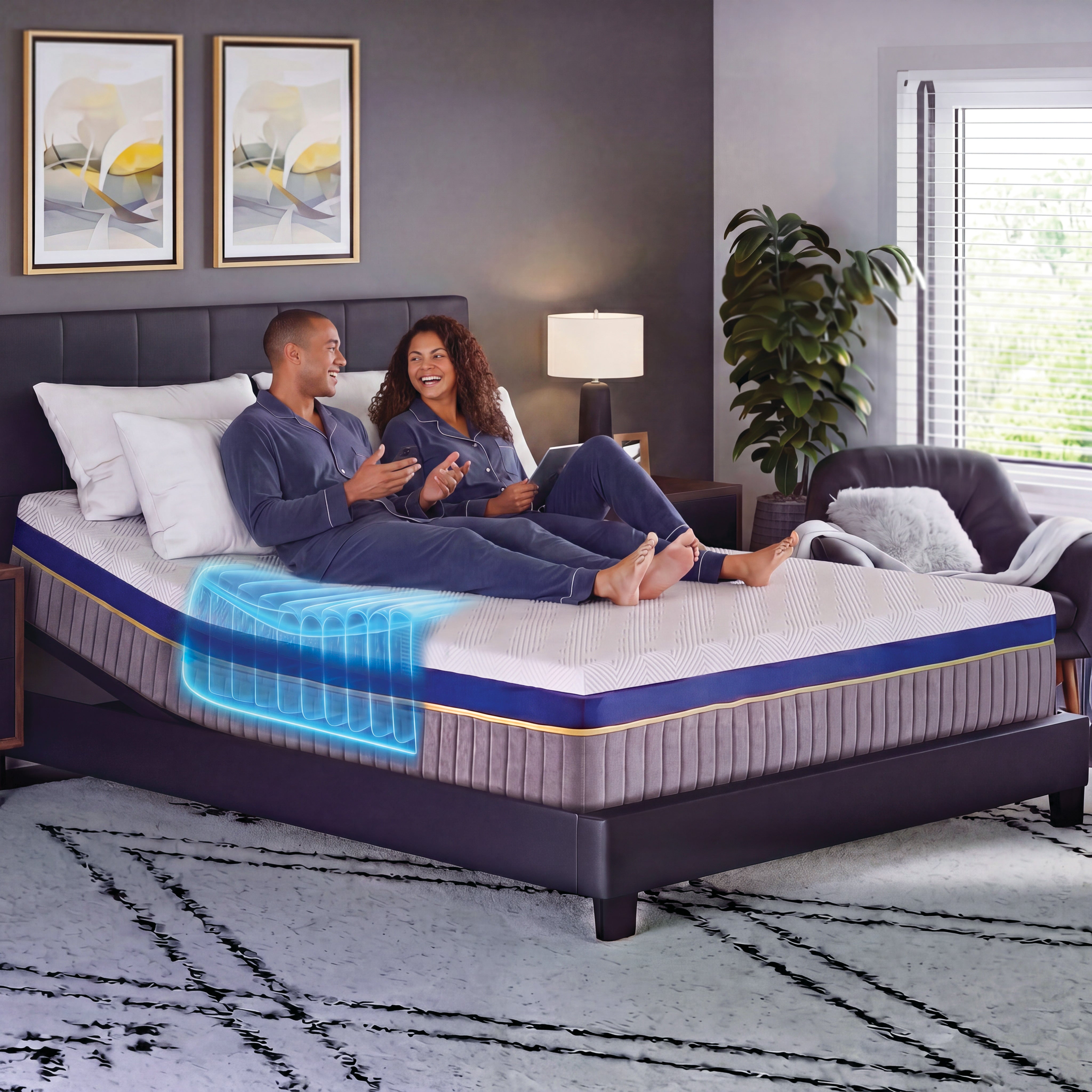 iZone® Adjustable Smart Bed – Air Lumbar Support for Couples