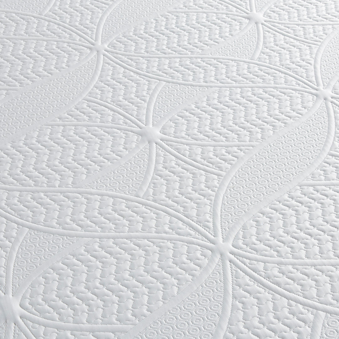 Close-up of a textured white surface with circular patterns