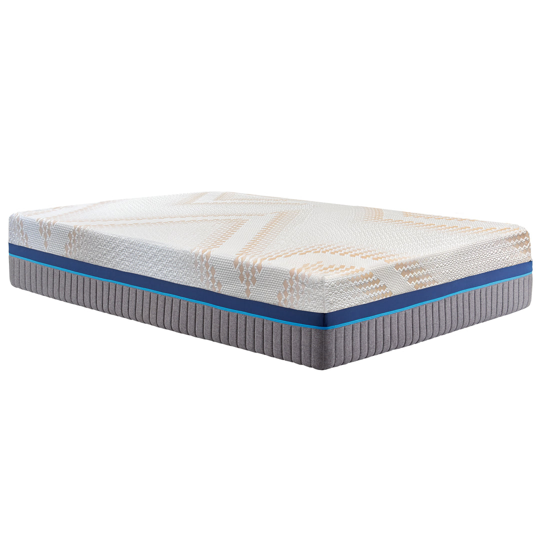 Mattress with a blue accent on a white background