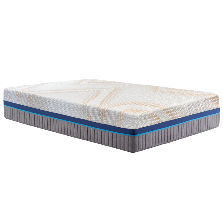 Mattress with a blue accent on a white background
