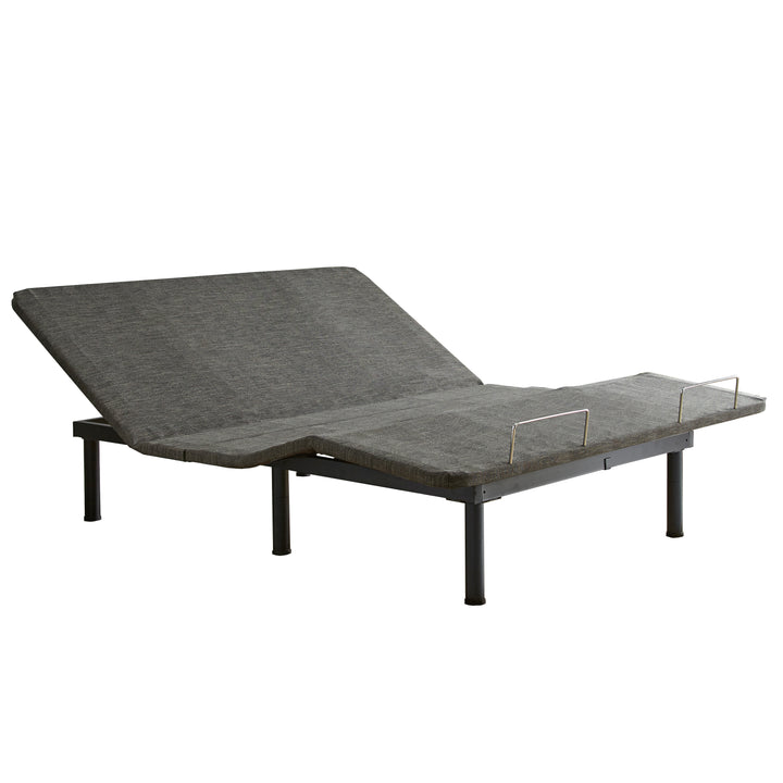queen size power base with head and foot raised on white background