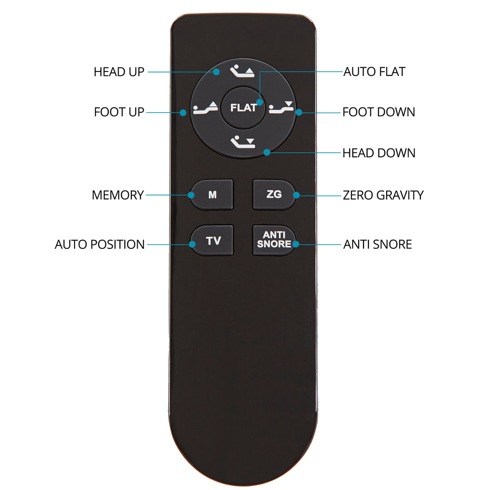 an adjustable power base remote control on a white background