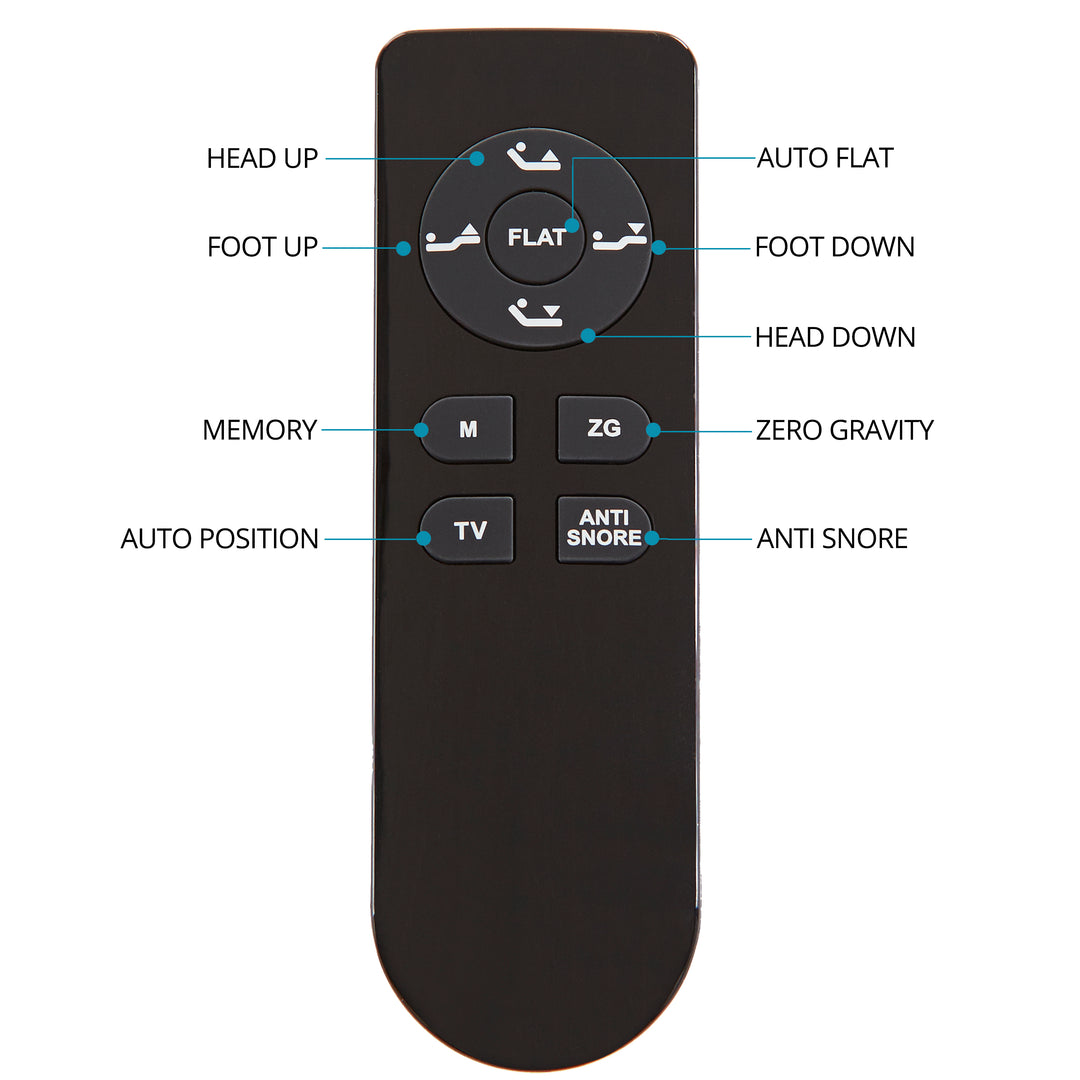 an adjustable power base remote control on a white background