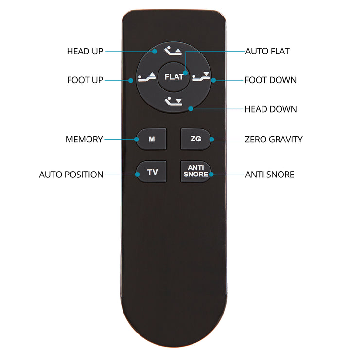 an adjustable power base remote control on a white background
