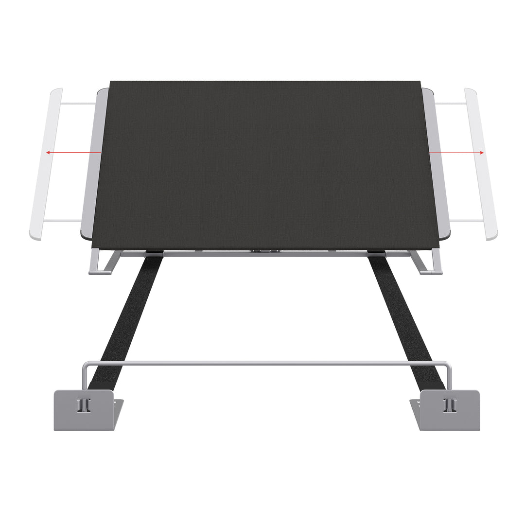 head on power base with adjustable width on a white background