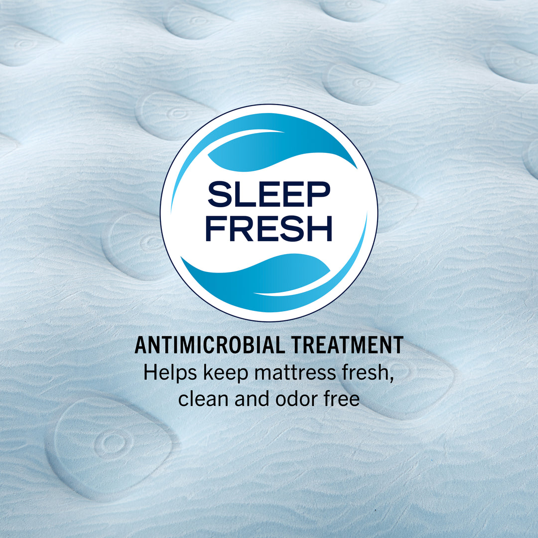 Sleep Fresh antimicrobial treatment logo on a textured mattress surface