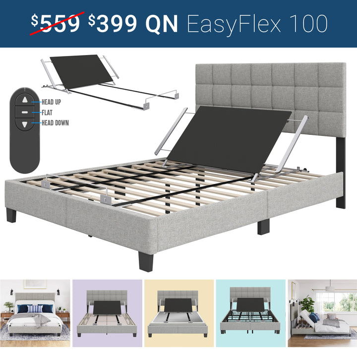 Queen iZone® smart bed on the EasyFlex 100 adjustable base