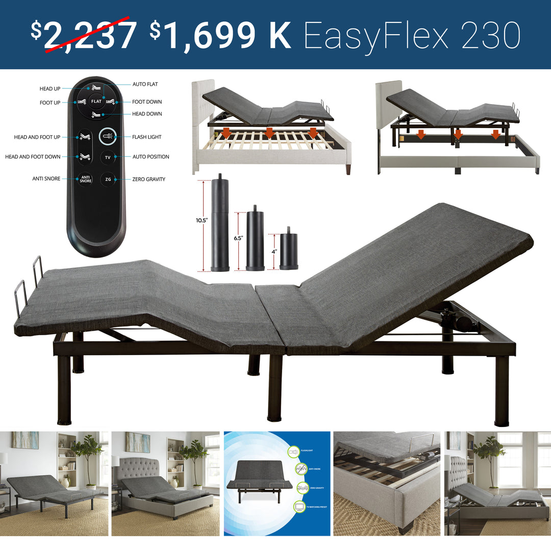 King iZone® smart bed on the EasyFlex 230 adjustable base