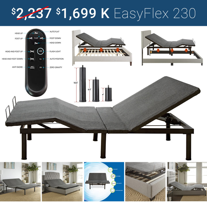King iZone® smart bed on the EasyFlex 230 adjustable base