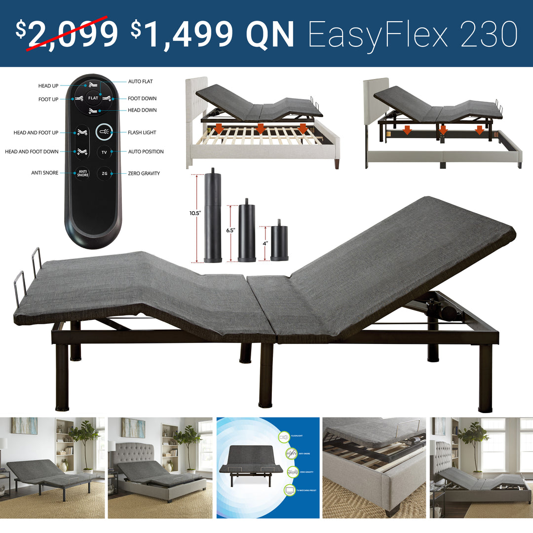 Queen iZone® smart bed on the EasyFlex 230 adjustable base