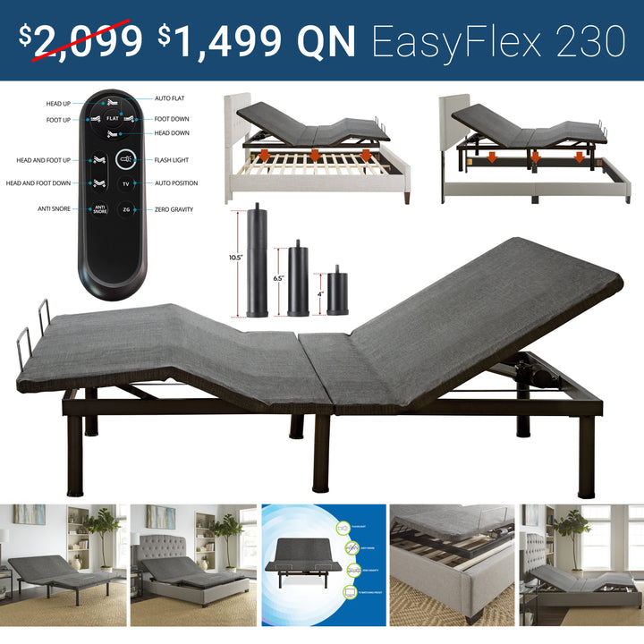 Queen iZone® smart bed on the EasyFlex 230 adjustable base