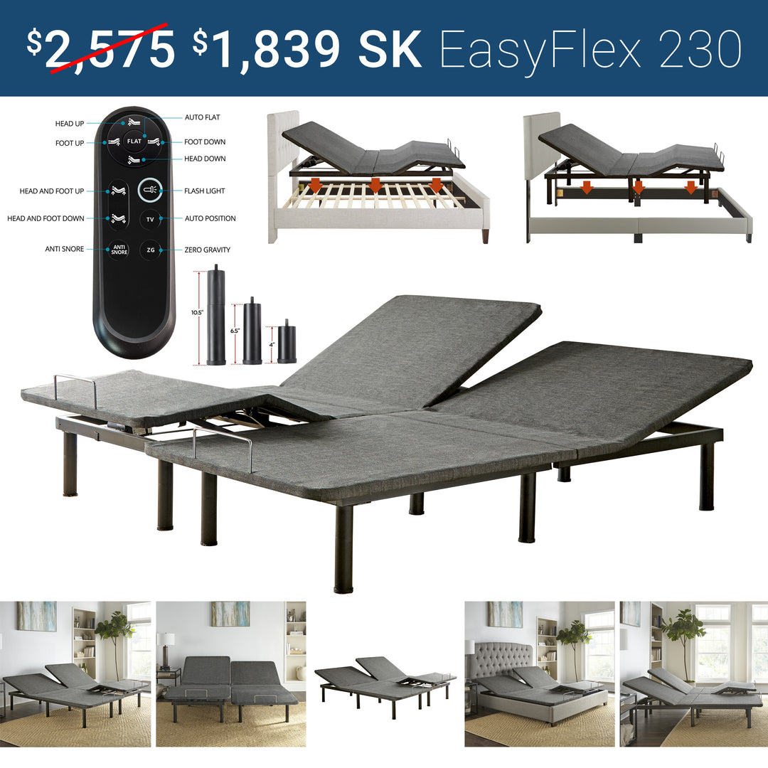 Split King iZone® smart bed on the EasyFlex 230 adjustable base