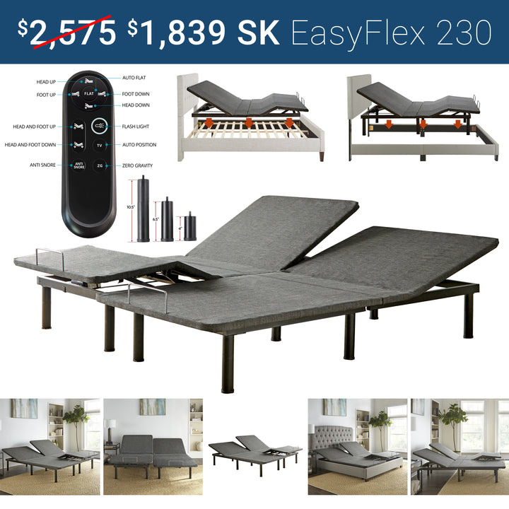 Split King iZone® smart bed on the EasyFlex 230 adjustable base