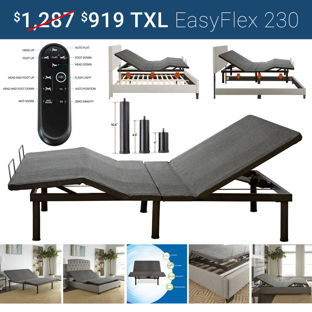 Twin XL iZone® smart bed on the EasyFlex 230 adjustable base