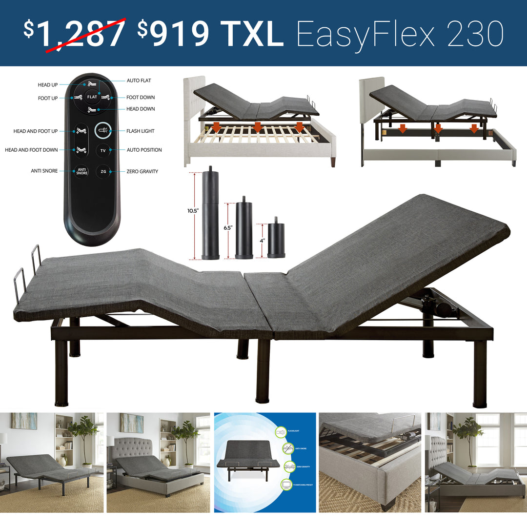 Twin XL iZone® smart bed on the EasyFlex 230 adjustable base