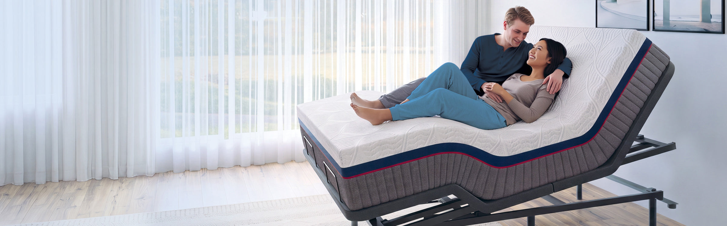 Couple sleeping peacefully on an iZone smart bed