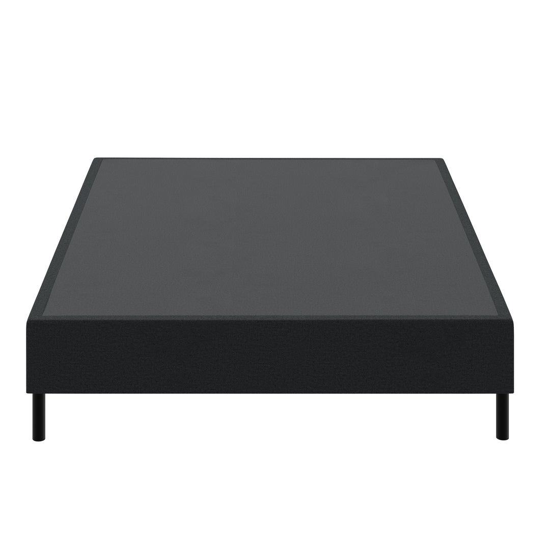 metal bed frame with black cover on white background