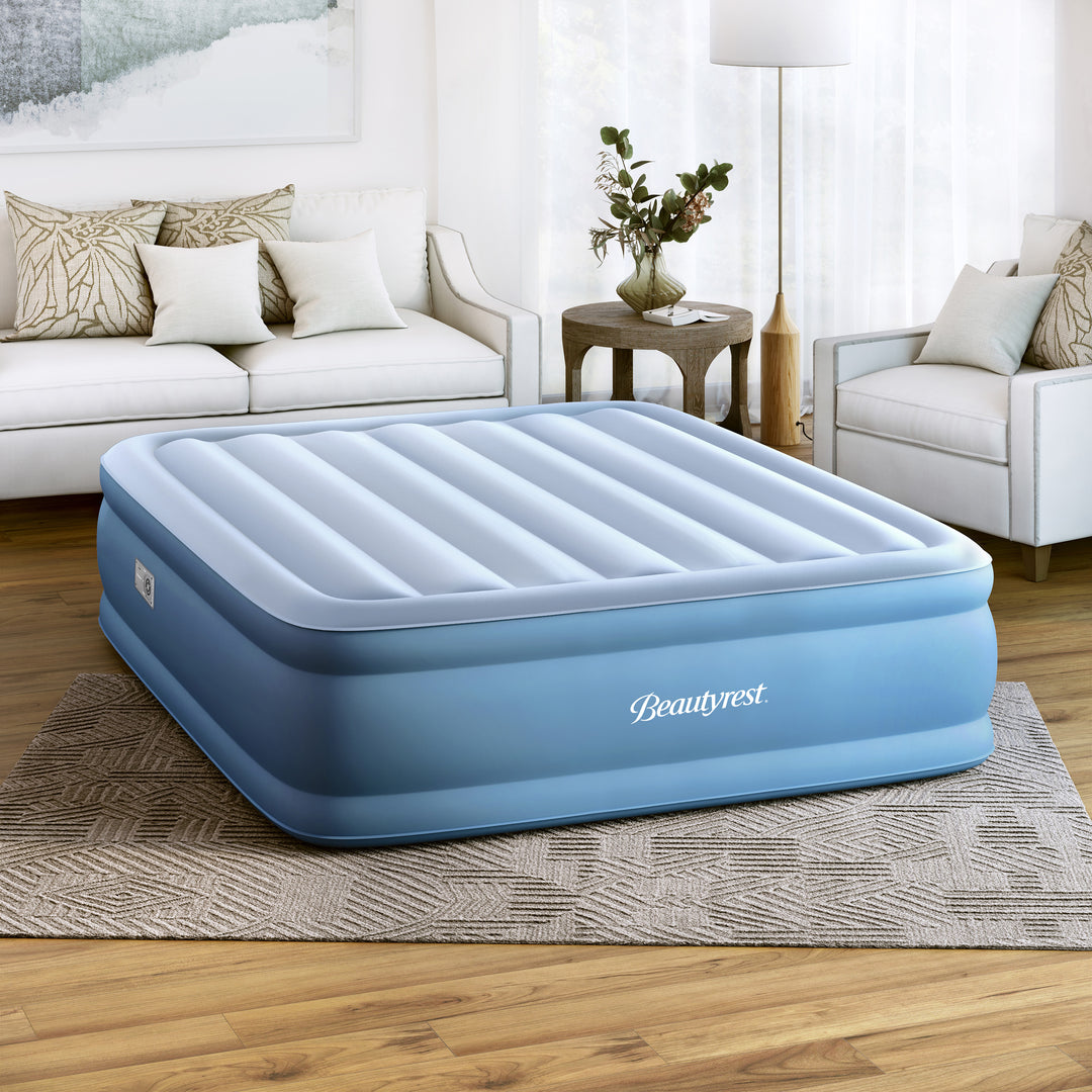 Blue inflatable mattress with &