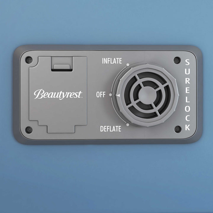 Gray Surelock inset pump with control panel on a blue background, featuring the &