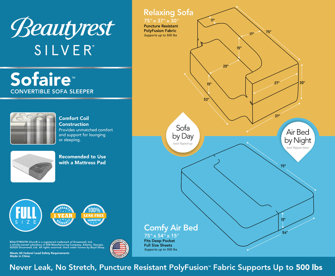 Beautyrest® Silver® 15" Sofaire™ Convertible Sofa/Express Bed