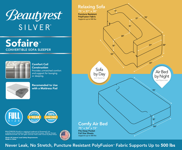 Beautyrest® Silver® 15" Sofaire™ Convertible Sofa/Express Bed