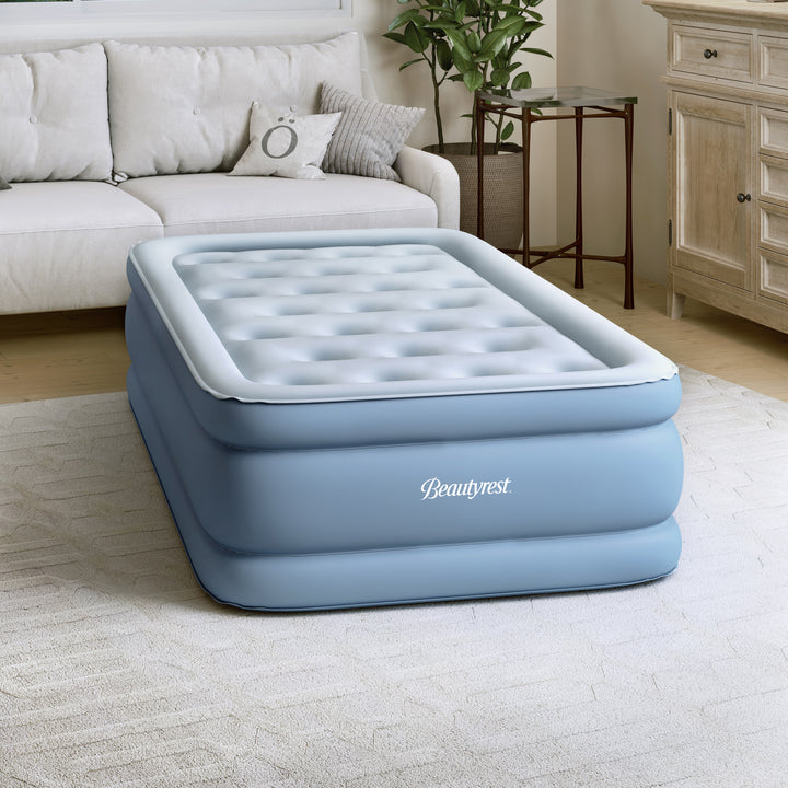 Blue inflatable mattress with &